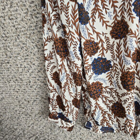 Daniel Rainn Top Womens Medium‎ Blue Brown Surplice Neck Long Sleeve Blouse - Picture 3 of 7